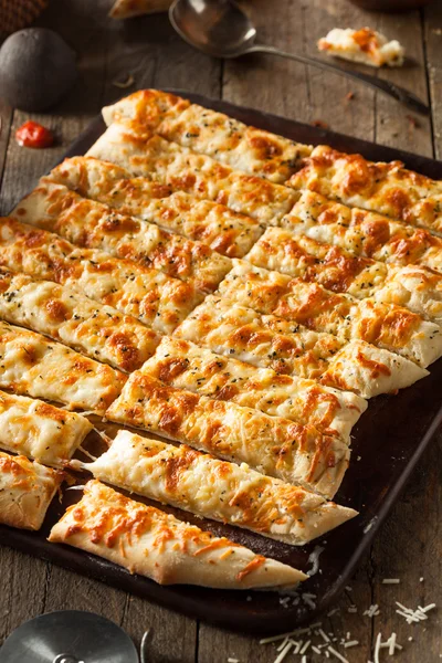 Homemade Cheesy Breadsticks with Marinara — Stock Photo, Image