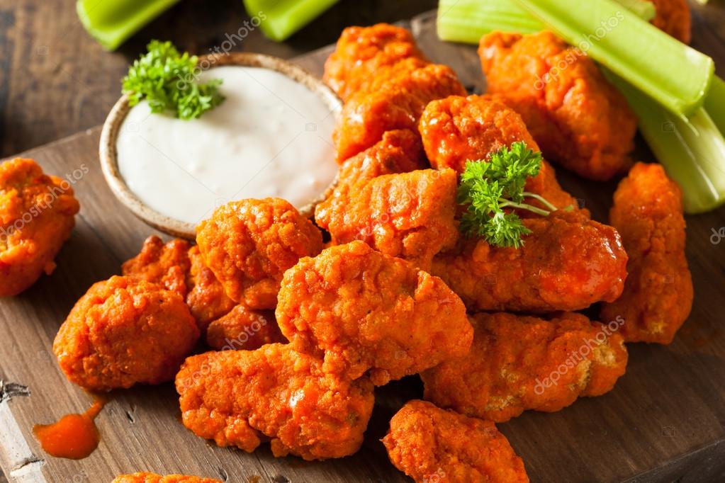 Hot and Spicy Boneless Buffalo Chicken Wings — Stock Photo © bhofack2