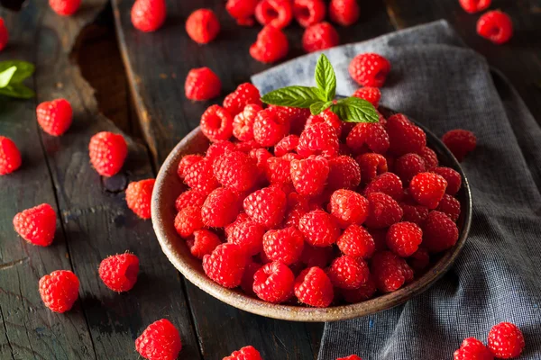 Frische Bio-rohe Himbeeren — Stockfoto