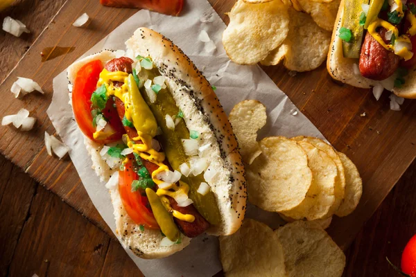 Domowe Chicago Style Hot Dog — Zdjęcie stockowe