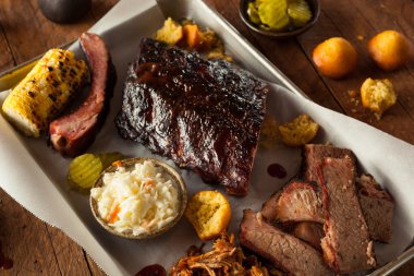 Barbecue Smoked Brisket and Ribs Platter clipart