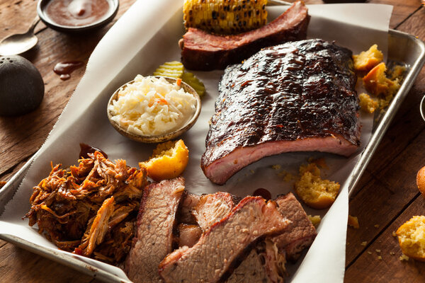 Barbecue Smoked Brisket and Ribs Platter