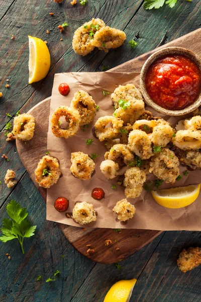 Zelfgemaakte gepaneerd Gebakken calamares — Stockfoto