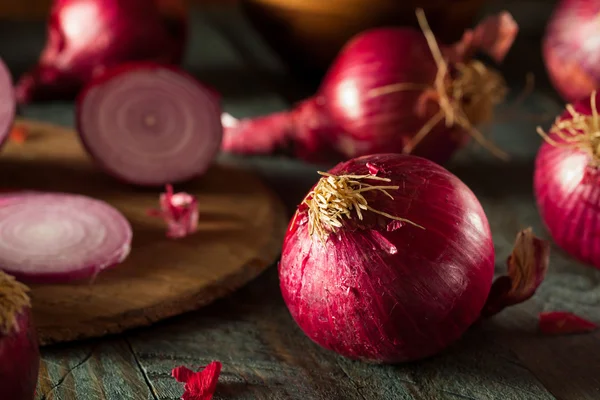 Cebollas rojas orgánicas crudas — Foto de Stock