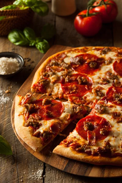 Homemade Meat Loves Pizza — Stock Photo, Image