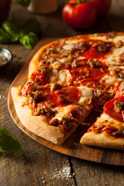 Homemade Meat Loves Pizza — Stock Photo, Image