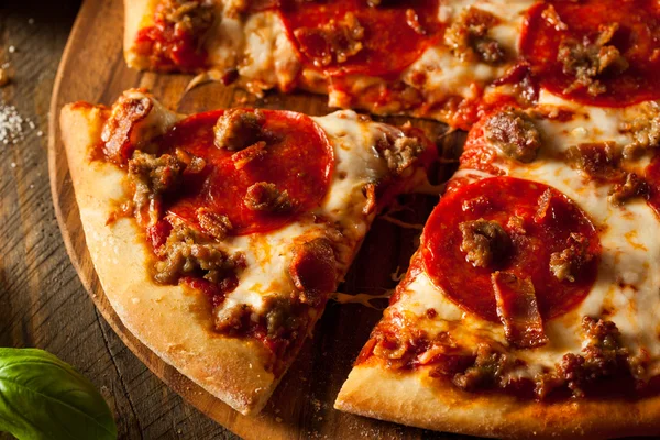 Homemade Meat Loves Pizza — Stock Photo, Image