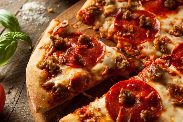 Homemade Meat Loves Pizza — Stock Photo, Image