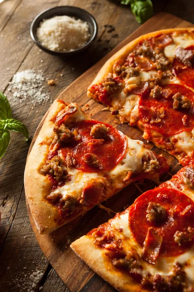 Homemade Meat Loves Pizza — Stock Photo, Image