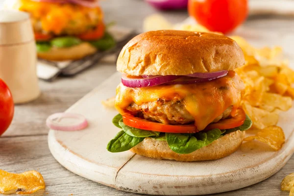 Homemade Healthy Chicken Burger — Stock Photo, Image