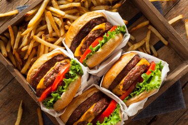 Çift çizburger ve patates kızartması