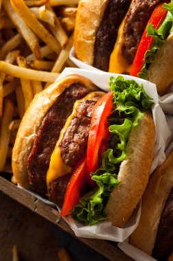 Çift çizburger ve patates kızartması