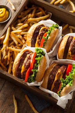 Çift çizburger ve patates kızartması