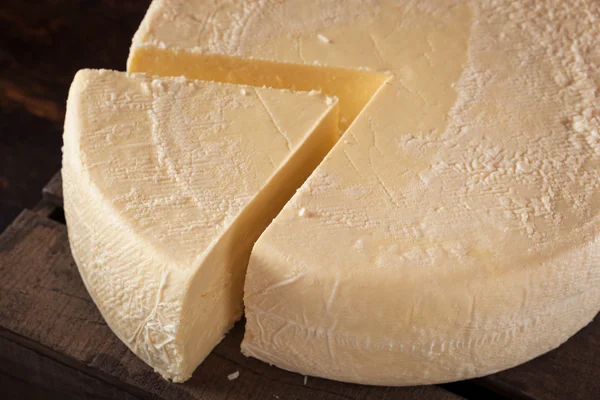 Large Organic White Cheese Wheel — Stock Photo, Image