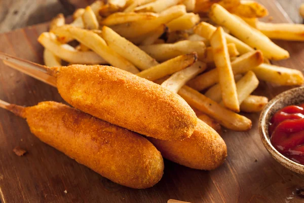 Homemade Organic Corn Dogs — Stock Photo, Image