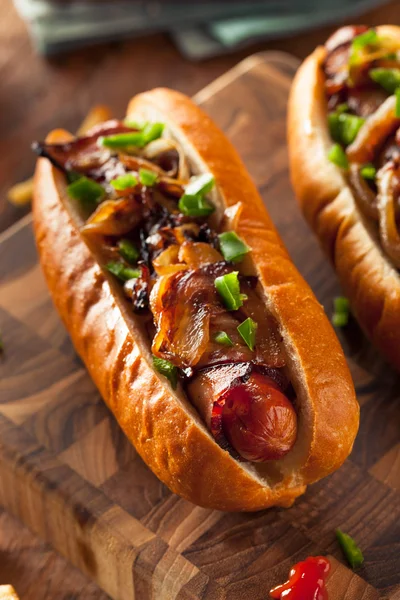 Házi szalonna keresztkötés Hot Dog — Stock Fotó
