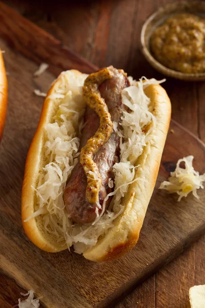 Beer Bratwurst with Sauerkraut — Stock Photo, Image