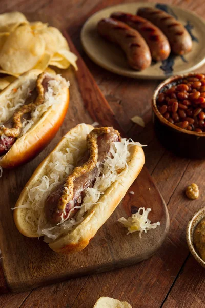 Beer Bratwurst with Sauerkraut — Stock Image Beer Bratwurst with Sauerkraut Stock Picture