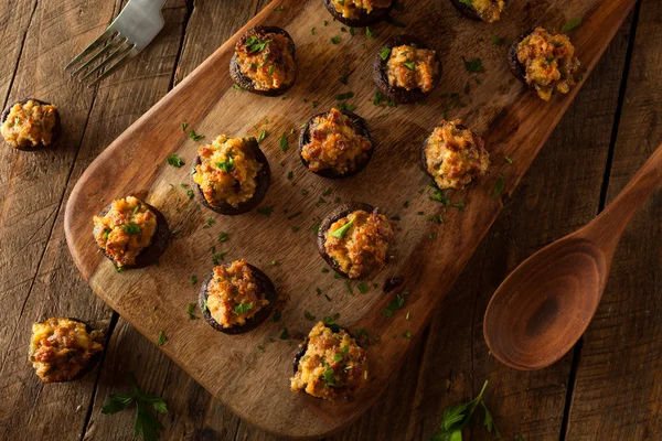 Homemade Sausage Stuffed Mushrooms — Stock Photo, Image