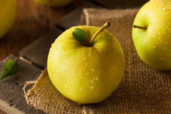 Manzanas deliciosas doradas orgánicas crudas — Foto de Stock