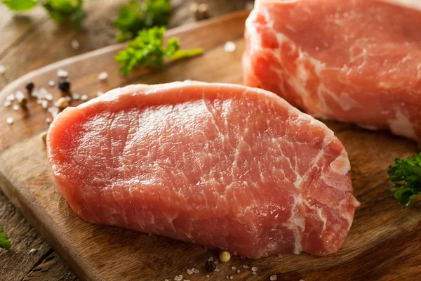 Raw Organic Boneless Pork Chops — Stock Photo, Image