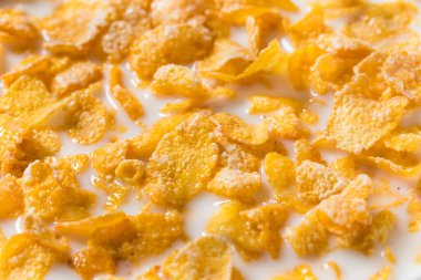 Healthy Frosted Corn Flake Breakfast Cereal with Whole Milk