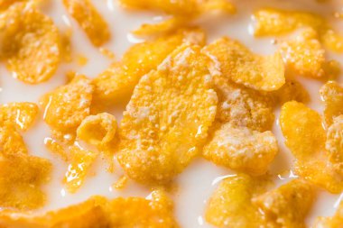 Healthy Frosted Corn Flake Breakfast Cereal with Whole Milk