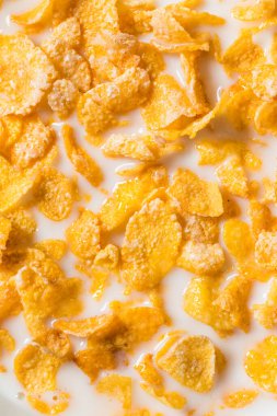 Healthy Frosted Corn Flake Breakfast Cereal with Whole Milk