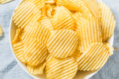 Homemade Ruffled Crinkle Cut Potato Chips with Sea Salt