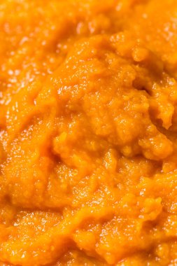 Raw Organic Cooked Pumpkin Puree in a Bowl