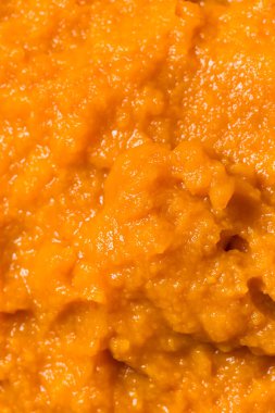 Raw Organic Cooked Pumpkin Puree in a Bowl