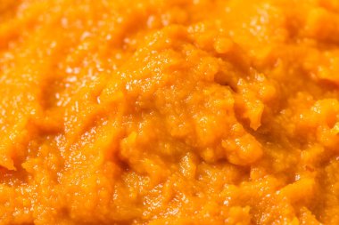 Raw Organic Cooked Pumpkin Puree in a Bowl