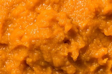 Raw Organic Cooked Pumpkin Puree in a Bowl