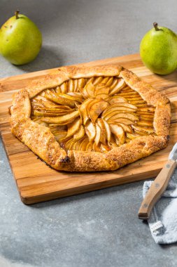Homemade French Pear Galette Dessert with Cinnamon and Sugar