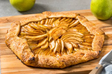 Homemade French Pear Galette Dessert with Cinnamon and Sugar