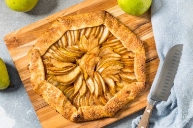 Homemade French Pear Galette Dessert with Cinnamon and Sugar