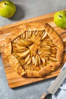 Homemade French Pear Galette Dessert with Cinnamon and Sugar
