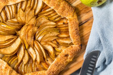 Homemade French Pear Galette Dessert with Cinnamon and Sugar
