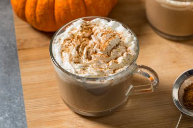Sweet Homemade Warm Pumpkin Spice Latte with Whipped Cream