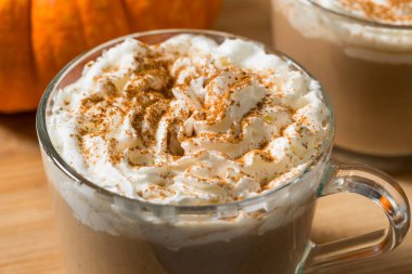 Sweet Homemade Warm Pumpkin Spice Latte with Whipped Cream
