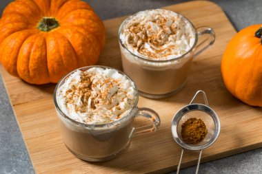 Sweet Homemade Warm Pumpkin Spice Latte with Whipped Cream