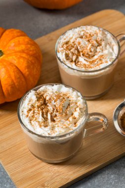 Sweet Homemade Warm Pumpkin Spice Latte with Whipped Cream