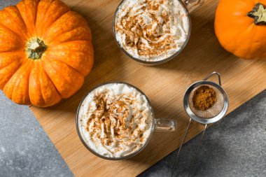 Sweet Homemade Warm Pumpkin Spice Latte with Whipped Cream