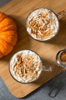 Sweet Homemade Warm Pumpkin Spice Latte with Whipped Cream