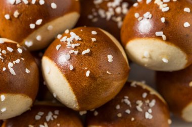 Salty Homemade Soft Pretzel Bites with Mustard and Cheese
