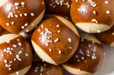 Salty Homemade Soft Pretzel Bites with Mustard and Cheese