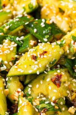 Baharatlı ev yapımı Asya Salatalıklı Soya ve Susam ezmesi