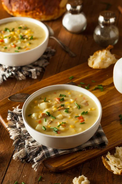 Hot Homemade Corn Chowder — Stock Photo, Image