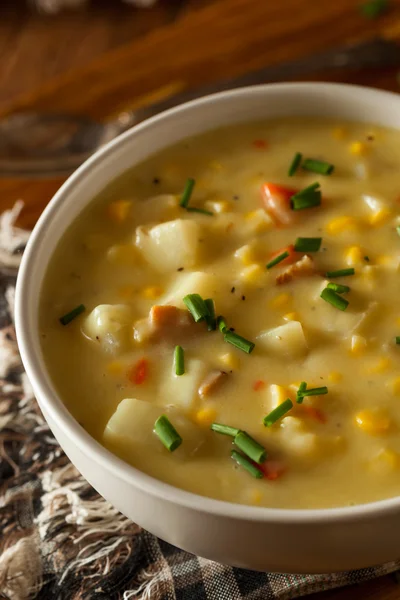 Hot Homemade Corn Chowder — Stock Photo, Image