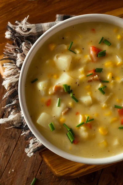 Gorące domowe Corn Chowder — Zdjęcie stockowe